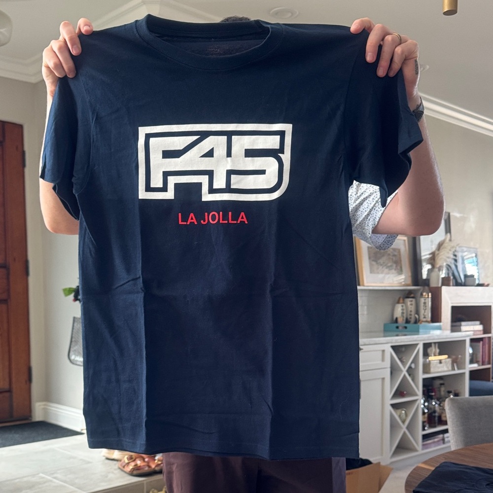F45 La Jolla Logo Tee - Navy with White & Red Print